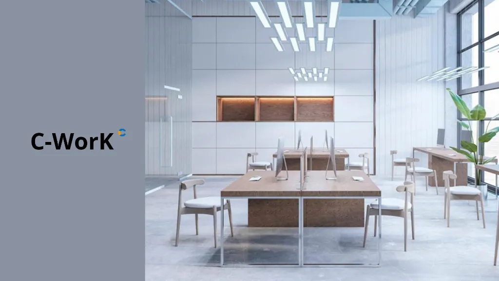 C-Work brand banner showing company logo and office workspace scene