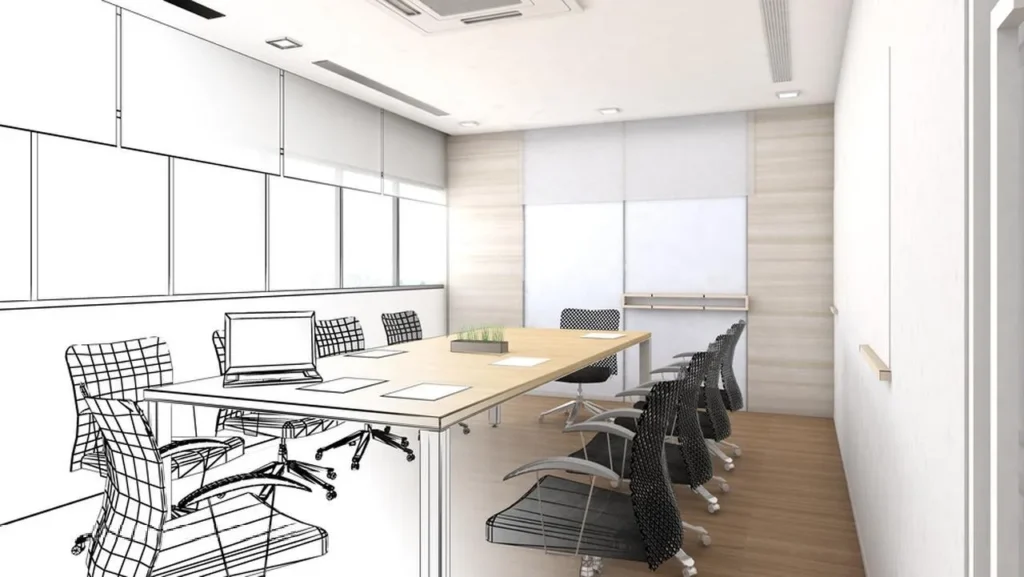 CoWork Plus Singapore 設有玻璃牆和簡報螢幕的專業會議室
