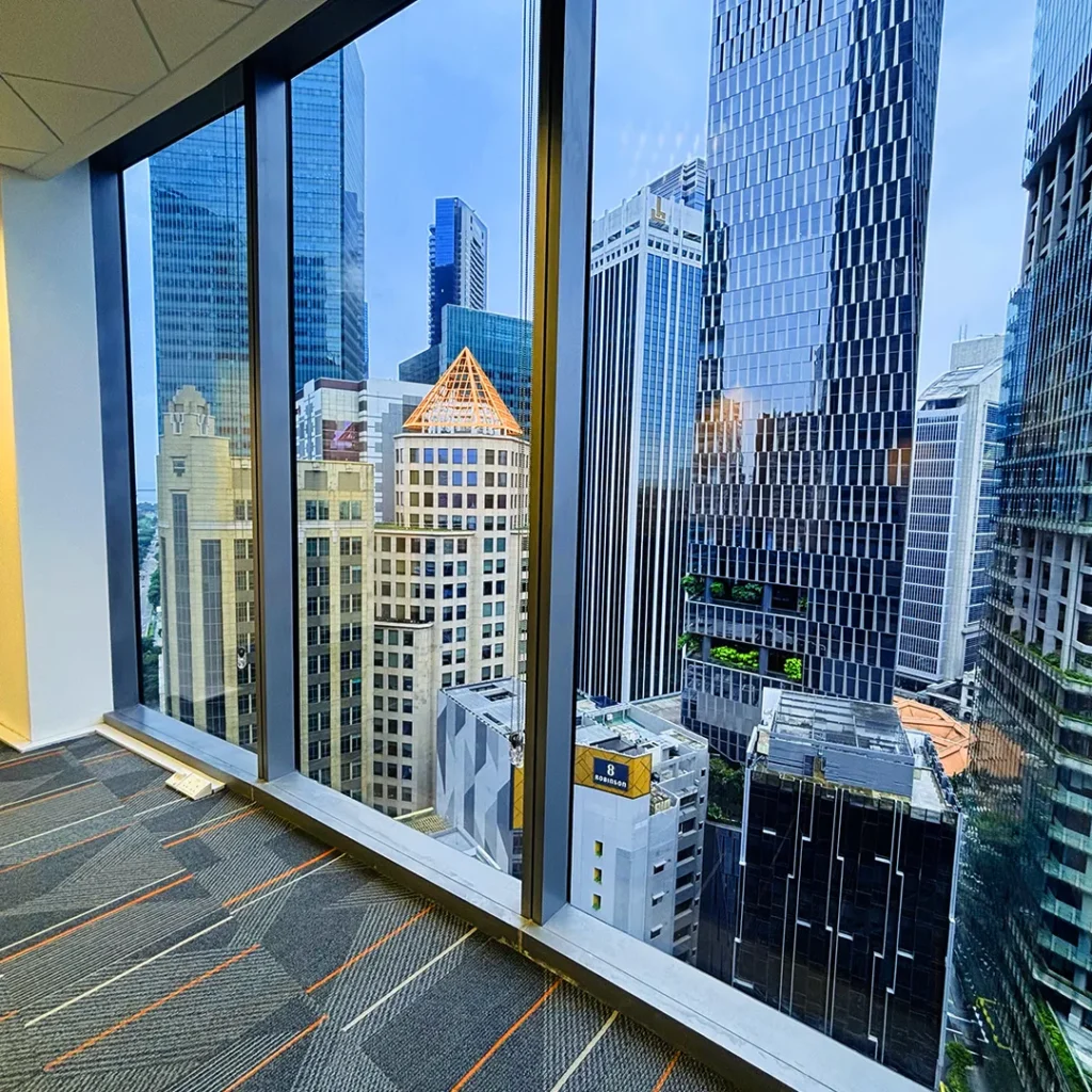 Panoramic CBD view from C-Work serviced office in Singapore